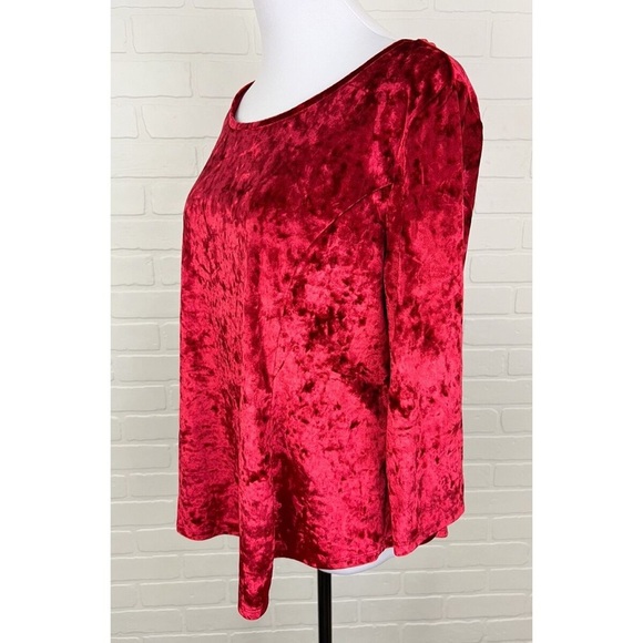 Westport 1972 Red Velvet 3/4 Sleeve Stretchy Blouse Top Size XL - Picture 3 of 4